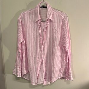 Zara Pink Striped Women's Blouse
